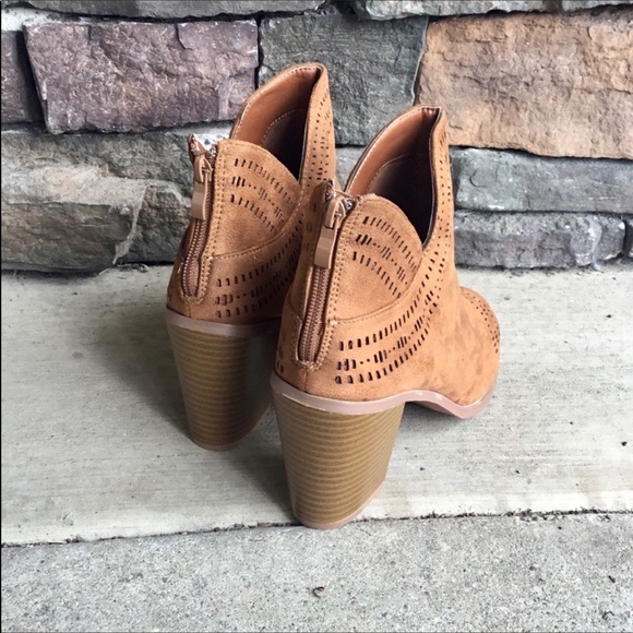 Tan Vegan Leather Ankle Booties - Picture 4 of 6